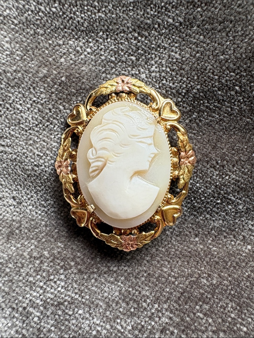Gold Ivory Cameo Brooch